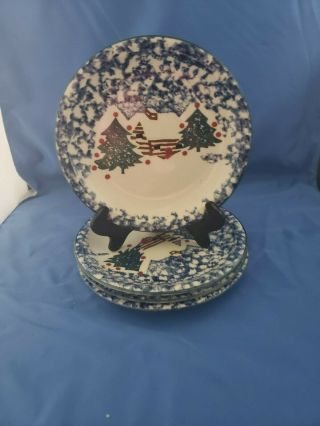 SET OF 4 TIENSHAN FOLK CRAFT 4 - PC PLACE SETTINGS CHINA CABIN IN THE SNOW 2