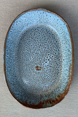 Bote Boutique Handmade Stoneware Condiment Plate,  Blue/brown