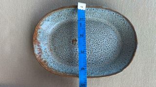 Bote Boutique Handmade Stoneware Condiment Plate,  Blue/Brown 6