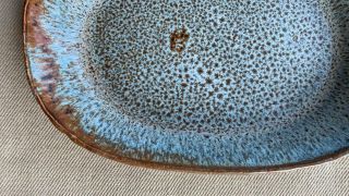 Bote Boutique Handmade Stoneware Condiment Plate,  Blue/Brown 8
