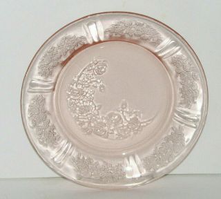 Vintage Pink Depression Glass Small Dessert Plate 6 Inch Rose Pattern