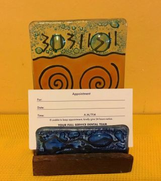 Recycled Art Glass Pampeana Business Card Holder Handmade Ecuador Unique