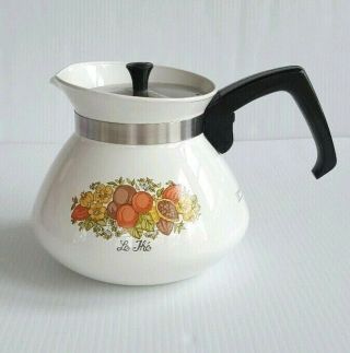 Vtg Corning Ware 6 Cup Tea Pot Spice Of Life Kettle Stove Top Metal Lid P - 104