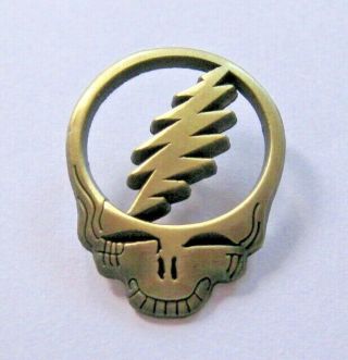 Grateful Dead Skull Pin Steal Your Face 1 1/4 In Cut Out Bronze
