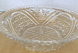 Vintage Cut Glass Centerpiece/fruit/serving Bowl With Saw Tooth Rim