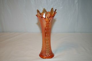 Fenton Marigold Carnival Diamond Point Columns Stretch Vase