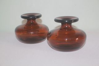 Mid Century Modern made in Finland Amber Glass Bottle Candle Holder Bud Vases 5