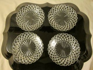 Set Of 4 Saucers,  6 " Anchor Hocking Crystal Waterford Waffle,  Vintage 1938 - 1944
