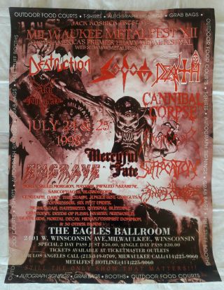 Milwaukee Metal Fest Poster July 24 & 25th 1998 Destruction Sodom Death.
