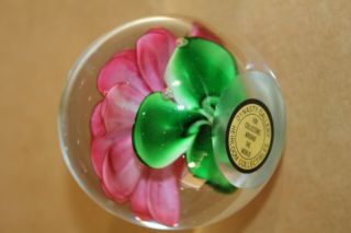 Dynasty Gallery Heirloom Collectibles Art Glass Paperweight Pink Peony 3 X 3 4