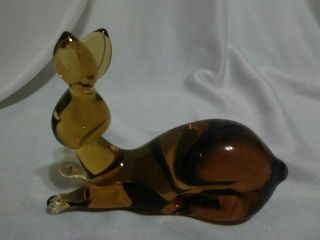 Vtg Kanawha Art Glass Hand Crafted Amber Glass Rabbit/bunny Figurine Euc