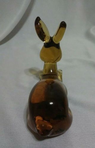 Vtg Kanawha Art Glass Hand Crafted Amber Glass Rabbit/Bunny Figurine EUC 3