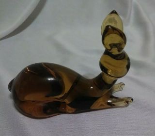 Vtg Kanawha Art Glass Hand Crafted Amber Glass Rabbit/Bunny Figurine EUC 4