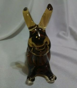 Vtg Kanawha Art Glass Hand Crafted Amber Glass Rabbit/Bunny Figurine EUC 5