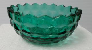Blue Green Aqua Cube Art Glass Bowl 5 1/4 Wide 2 1/2 High Mcm