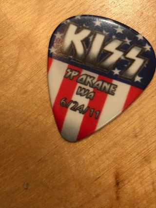 Kiss Hottest Earth Tour Guitar Pick Gene Simmons 6/24/11 Signed Rock Spokane Wa