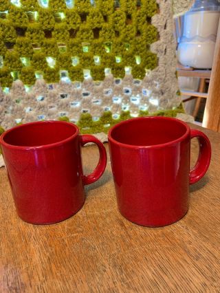 2 Vtg Waechtersbach West Germany Fire Red 12 Oz Coffee Cup Mug Tea Cocoa