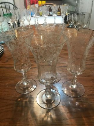 Cambridge Chantilly Tall Ice Tea Glasses.  Set Of 4 - 7 3/4 Inches Tall