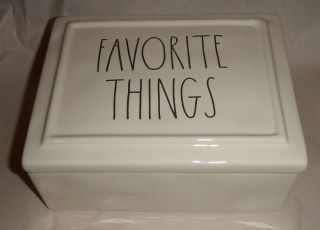 Rae Dunn Favorite Things Box Ceramic Stoneware White Black Ll Letters