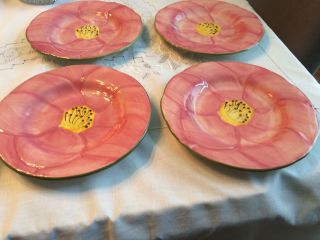 Franciscan Desert Rose 8 1/4 " Pink Rose Accent / Salad Plates (set Of 4)