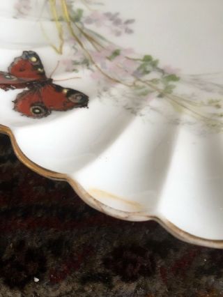 3 Haviland & Co Limoges France Porcelain Plates Butterflies Scalloped Edge 3