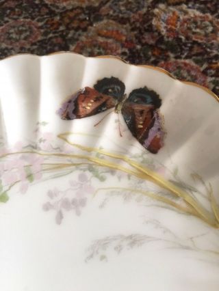 3 Haviland & Co Limoges France Porcelain Plates Butterflies Scalloped Edge 8