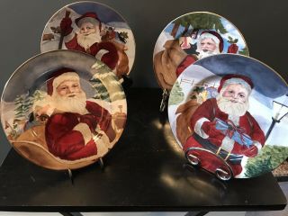 American Atelier Santa Clause Plates 5052 Set Of 4 Christmas