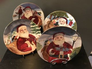 American Atelier Santa Clause Plates 5052 Set Of 4 Christmas 2