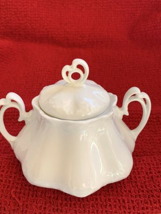 Antique Mz Austria White Porcelain Sugar Bowl With Lid