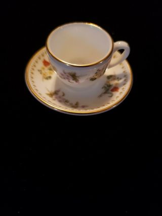 Wedgwood Mini Miniature Mirabelle Tea Cup And Saucer Bone China
