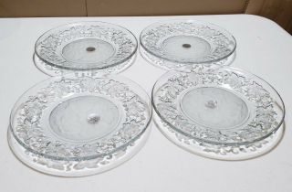 Set Of 4 Princess House Crystal 8 " Salad Plate Fantasia Frosted