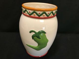 San Francisco Clay Art " Chili Peppers " Utensil Holder 8 " Tall