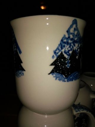 Tienshan Folkcraft Wolf Country Pattern Coffee Mugs Blue Sponge Design 6