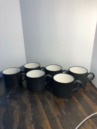Pottery Barn Coffee Mug Set Of 6 Vintage Bongo Mugs Coffee Cups Solid Black.