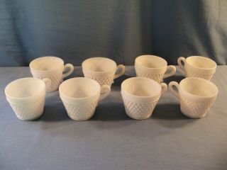 Set Of 8 Westmoreland White Milk Glass American Hobnail Punch Cups