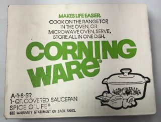 Corning Ware Spice Of Life A - 1 - 8 - Sr 1 Qt Covered Saucepan Casserole Nib