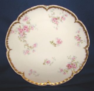 Haviland Limoges Coupe Salad Plate Pink Roses Double Gold Trim