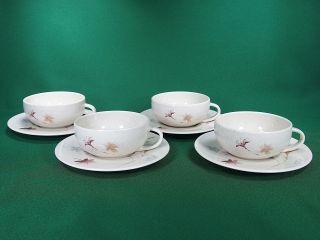 Calvin Klein Nightblooms Set Of 4 Large Coffee Tea Cups And Saucer Night Blooms