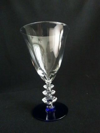 Duncan Miller Glass Clear Bowl Cobalt Blue Foot Water Goblet 5317 Stemv Guc