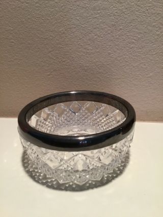 Brilliant Cut Glass Bowl With Silver Rim