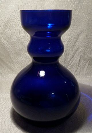 Blue Kobalt Vase Glass 8 1/2 " In Large