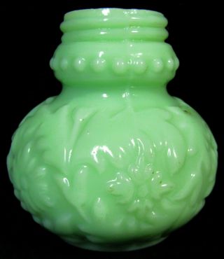 Antique Ca.  1900 Consolidated Glass Co Opaque Green Glass Shaker - Dahlia Beaded