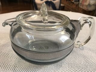 Pyrex 8126 - B Flameware Blue Tint Tea Coffee Pot With Lid Vintage