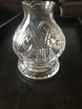 Waterford Cut Crystal Hurricane Lamp Votive Candle Holder 2 Piece 6.  75 "
