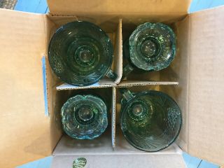 Tiara Green Glass Four Mugs Rare Ponderosa Pine NIB 3