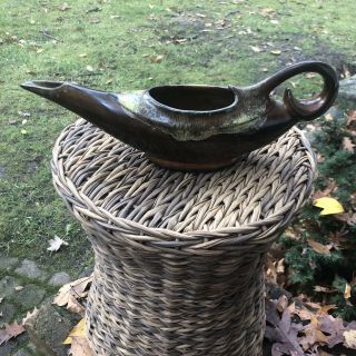 Anna Van Briggle Pottery Pitcher Brown 16” Genie Vase Planter