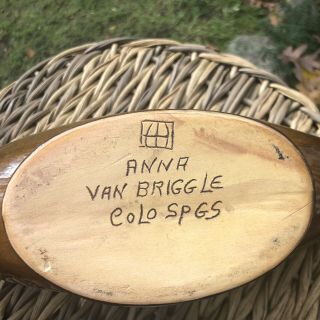 Anna Van Briggle Pottery Pitcher Brown 16” Genie Vase Planter 3