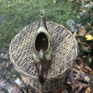 Anna Van Briggle Pottery Pitcher Brown 16” Genie Vase Planter 4