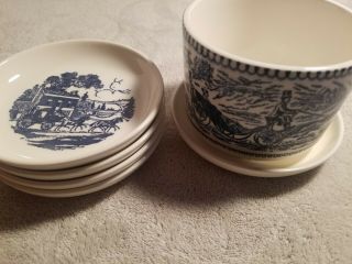 Currier And Ives Coffee Mug - 2 3/4 " T And 3 3/4 " W W/ 5 Coasters