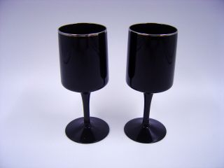 Lenox Venture Black Platinum Crystal Water Wine Glass 6 1/4 " Tall 6 Oz.  Pair